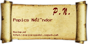 Popics Nándor névjegykártya